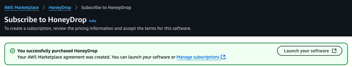 HoneyDrop AWS Marketplace